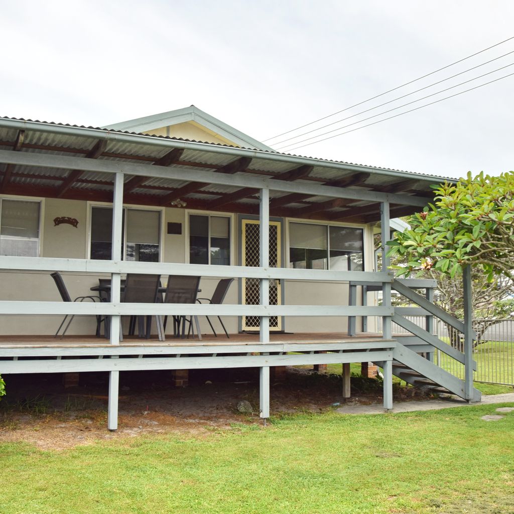 Front of property and deck.