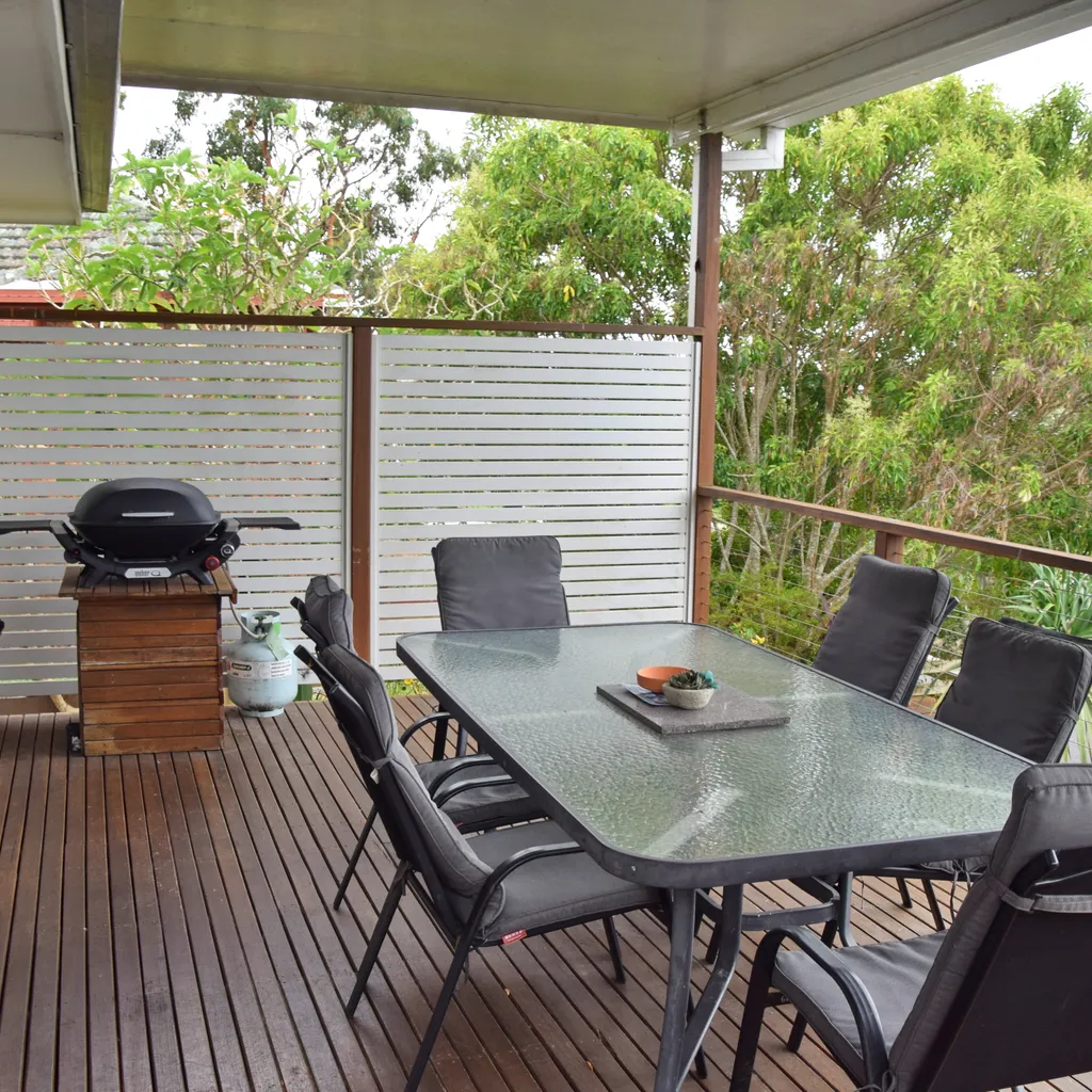 Front deck and outdoor dining.