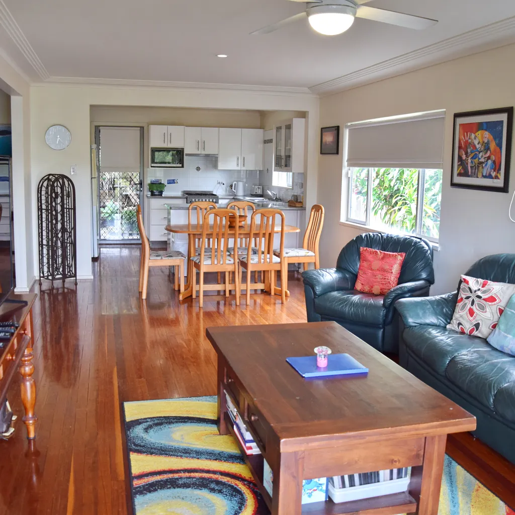 Kitchen, living and dining area.
