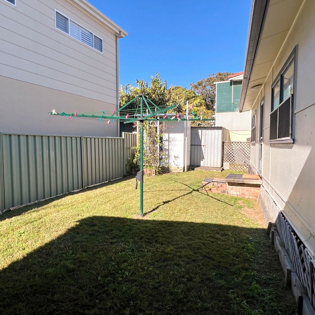 Backyard and outdoor toilet.