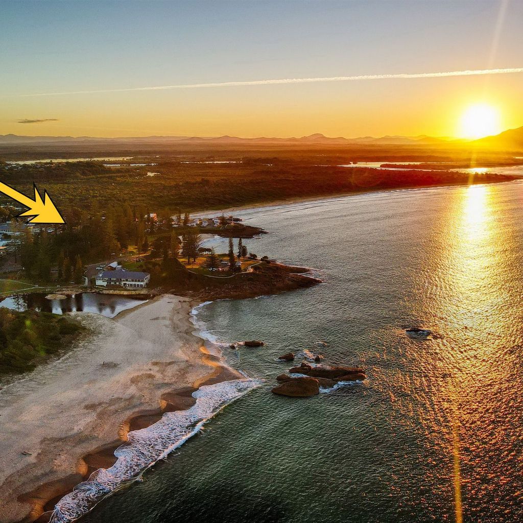 Aerial view at sunset.