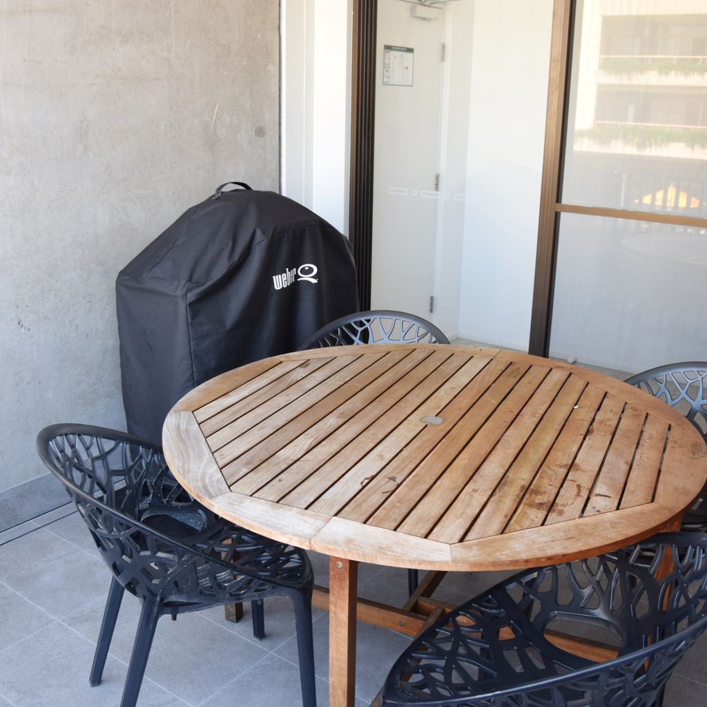 Outdoor dining and BBQ area.