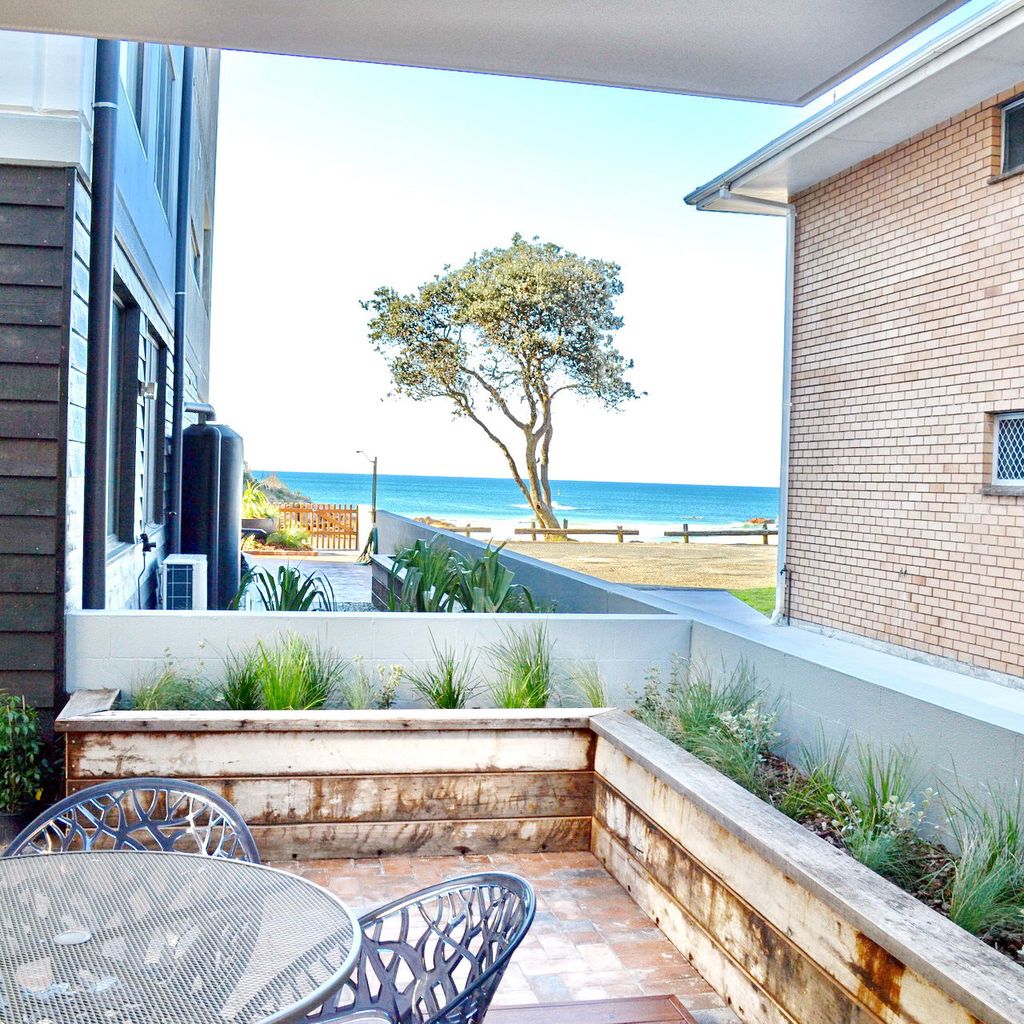 Patio with outdoor dining area.
