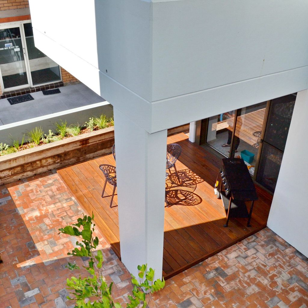 Patio with outdoor dining area.