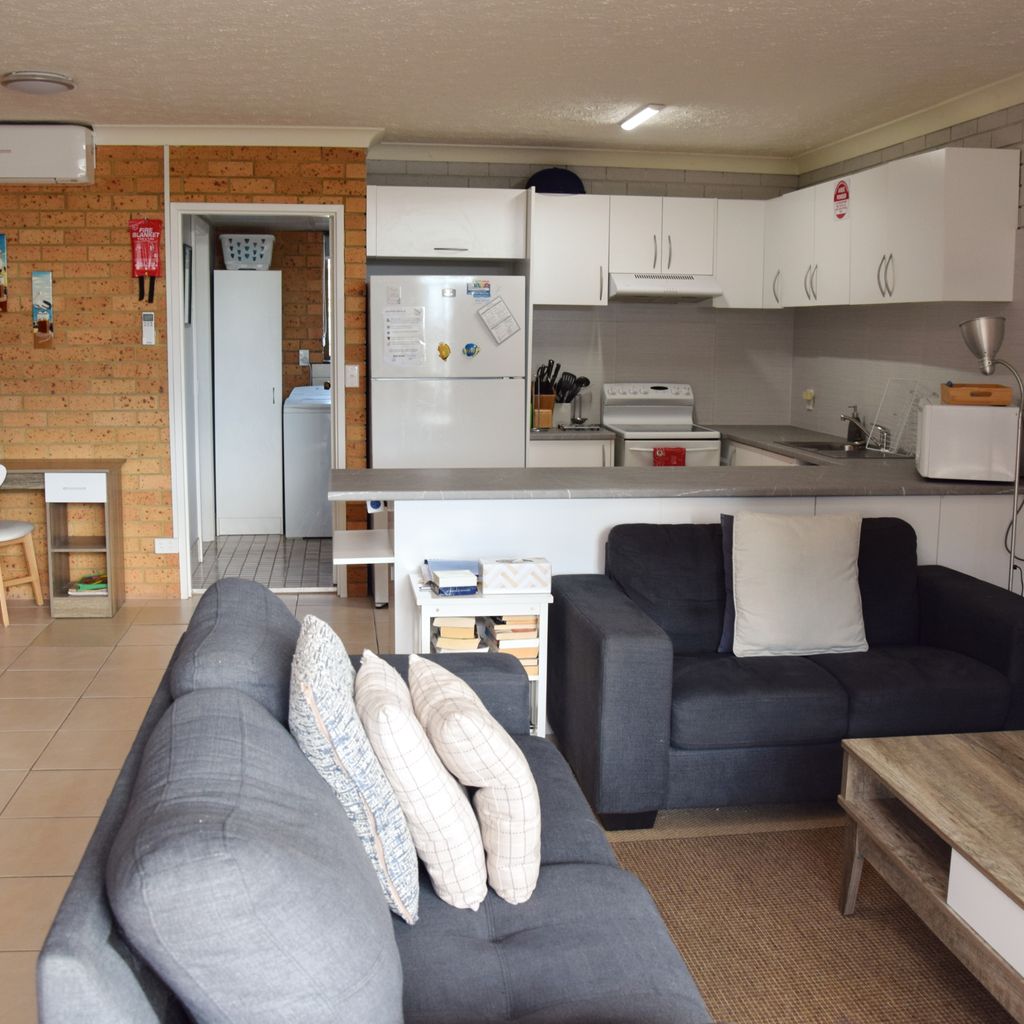 Living area and kitchen.