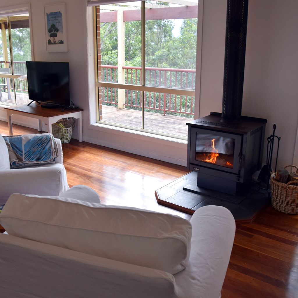 Sitting area with fireplace.