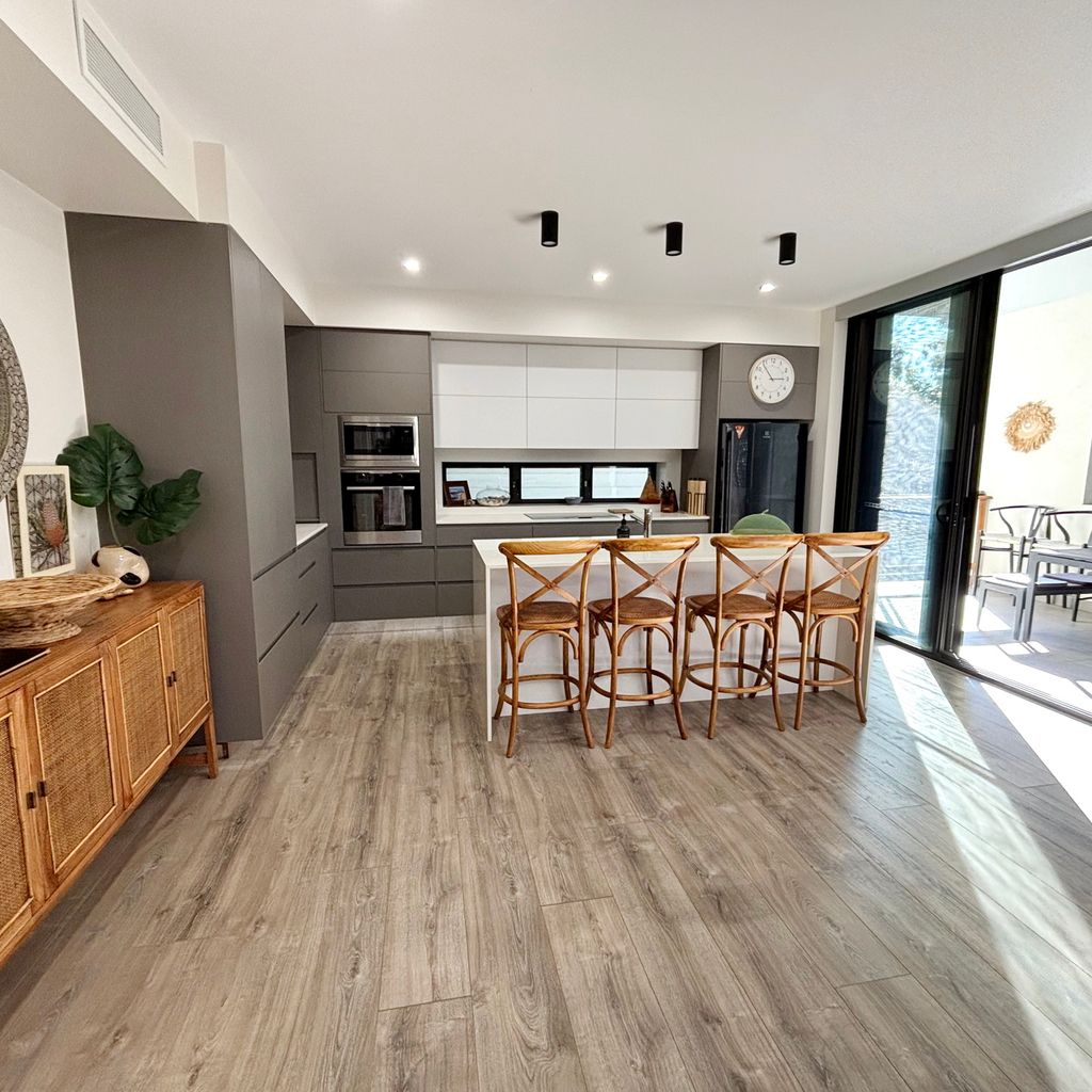 Kitchen and outdoor dining area.