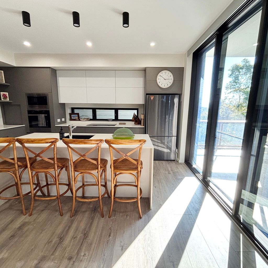 Kitchen and outdoor dining area.