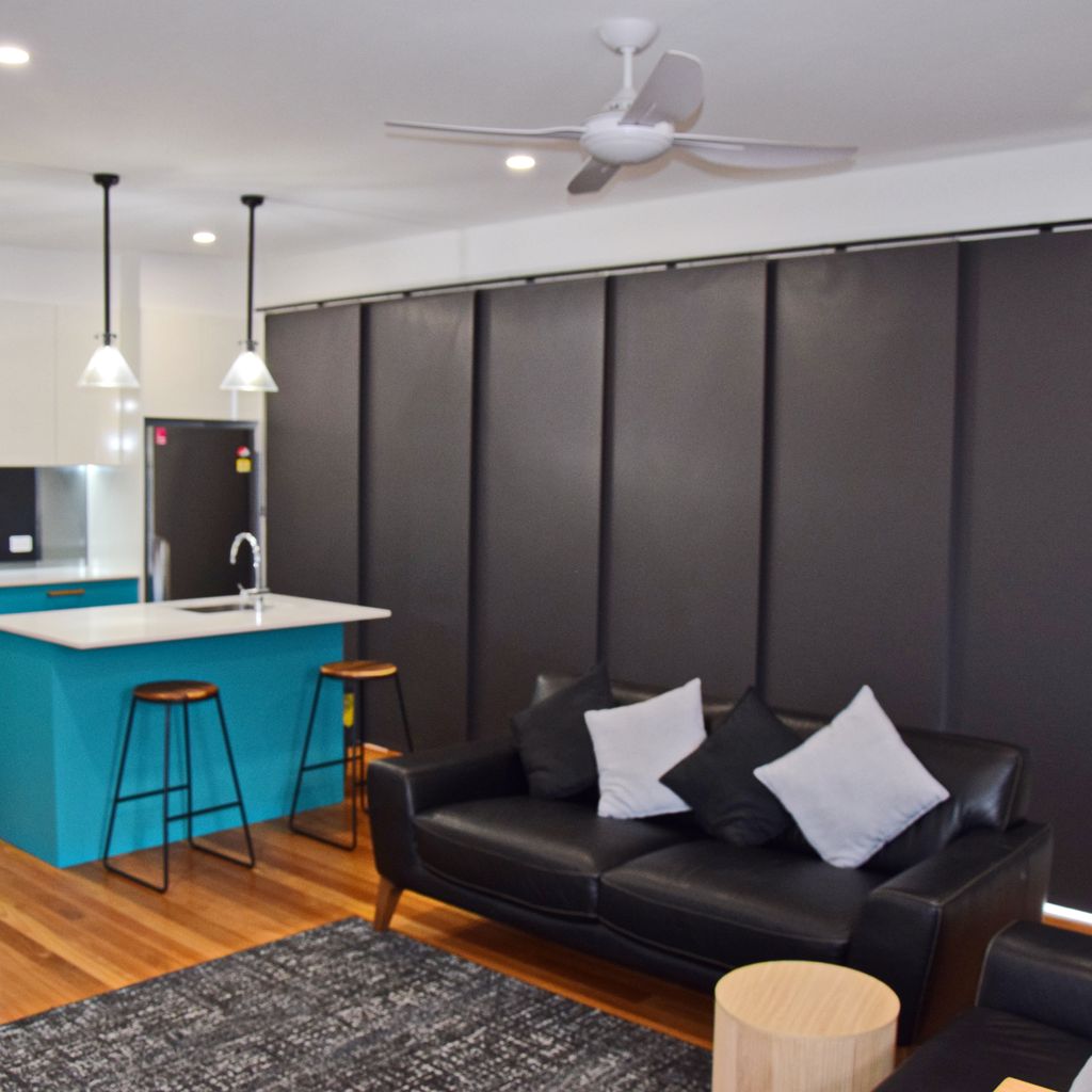 Kitchen and living area.