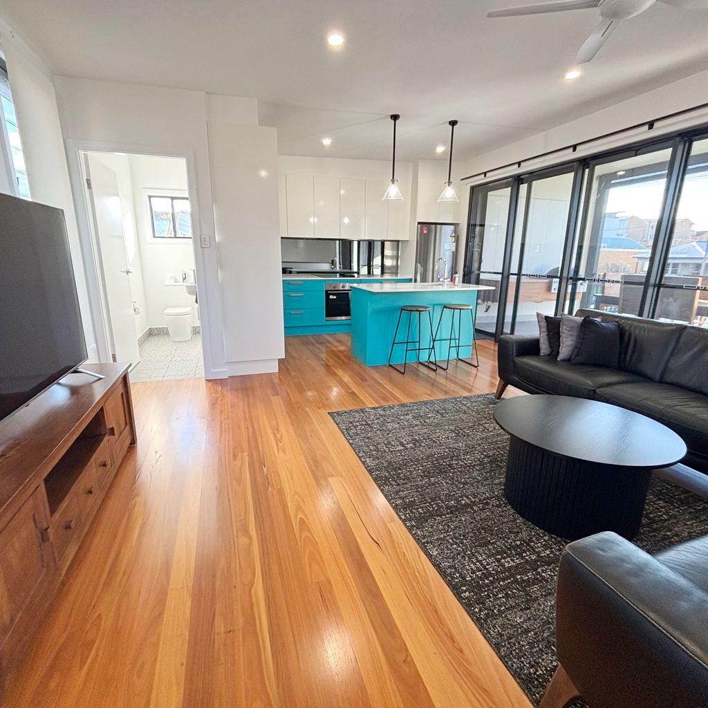 Upstairs living area and kitchen.