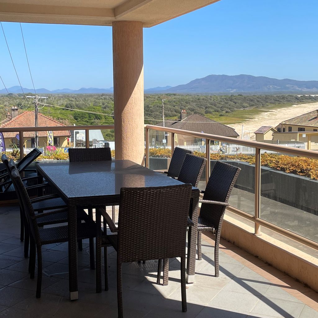 Outdoor dining and view.