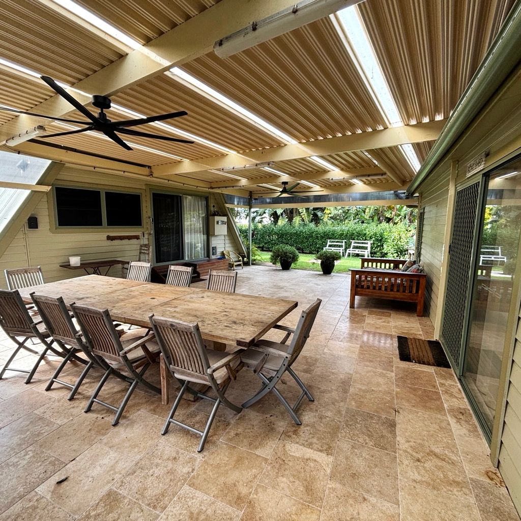 Outdoor dining and entertainment area. 