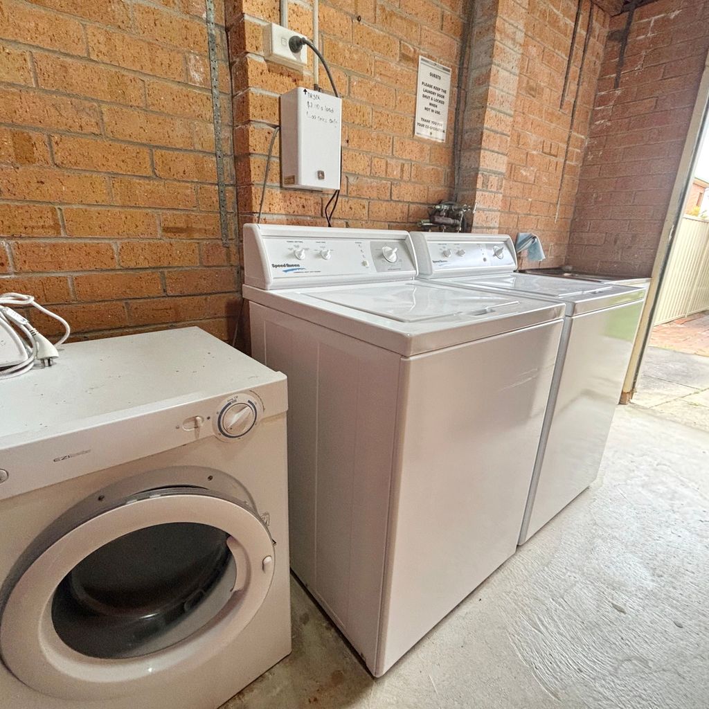 Outdoor shared laundry. 