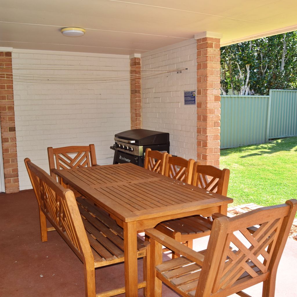 Outdoor dining and BBQ area.