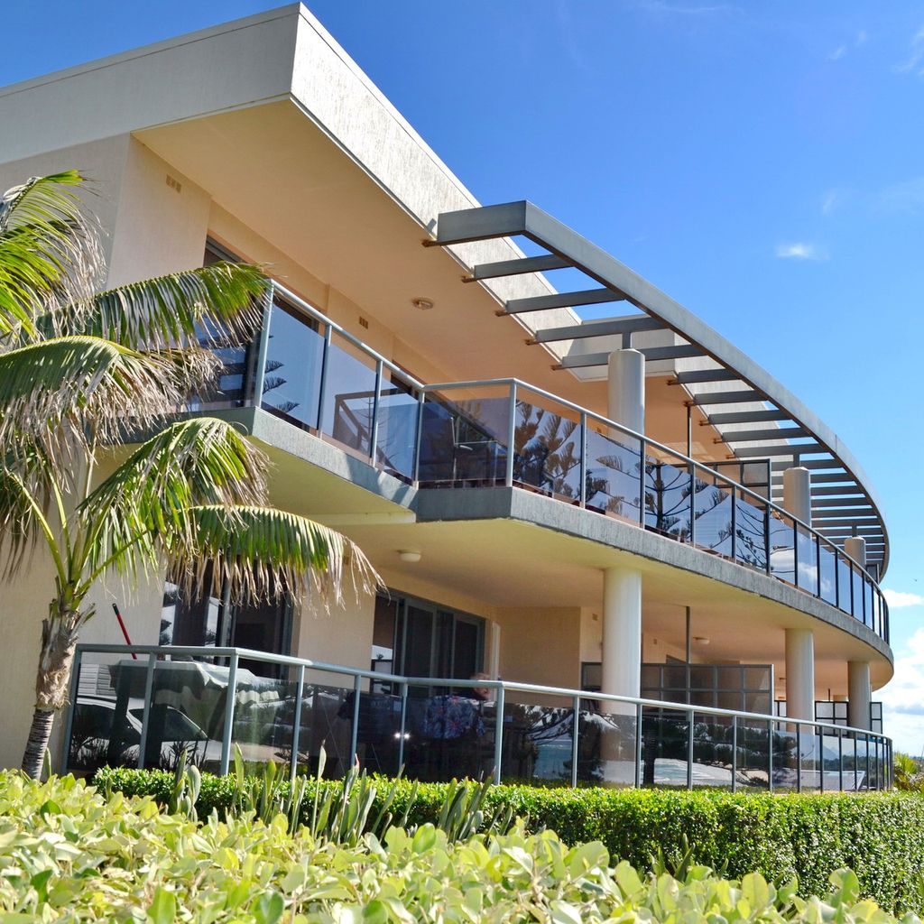 External view of the back of building. 