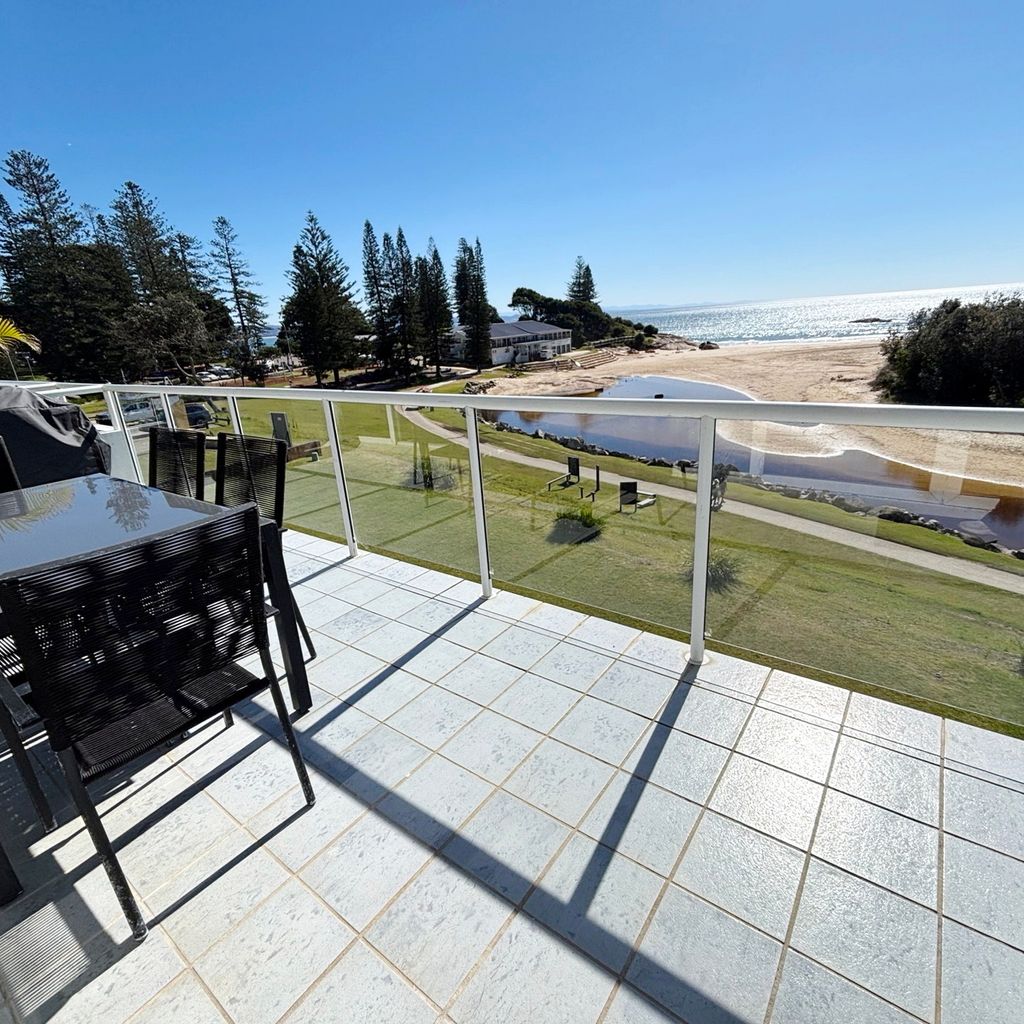 Balcony with ocean views.