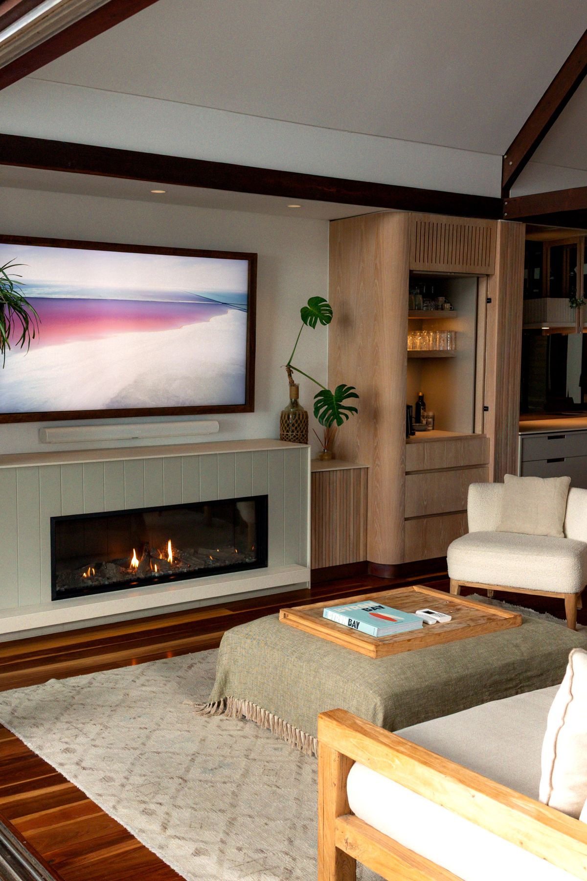 The fireside lounge at On The Bay 1