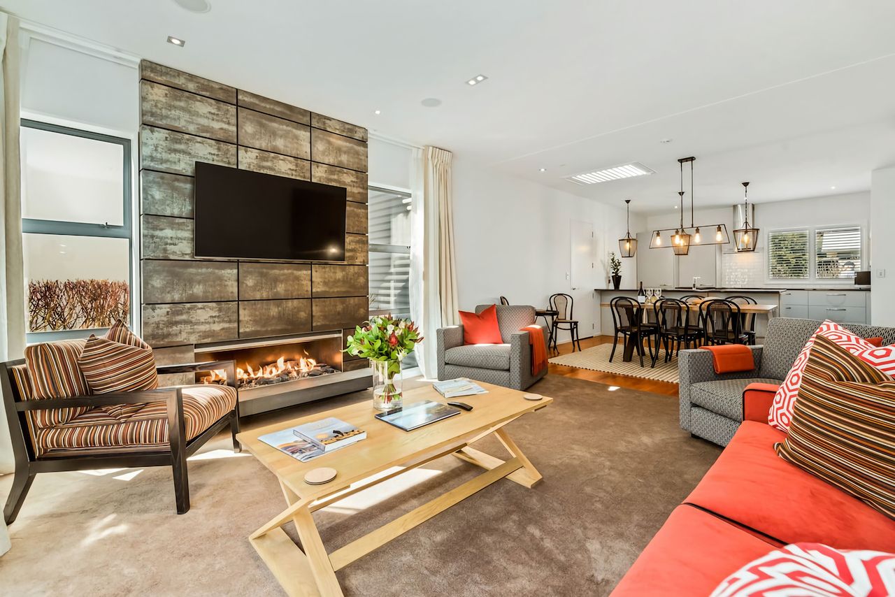 Living area w/ fireplace