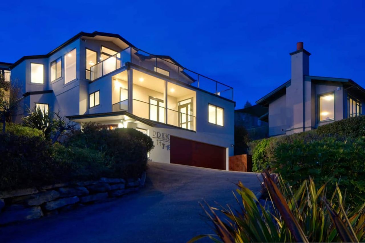 Exterior photo at night from road