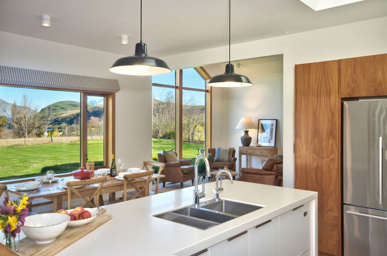 Looking from kitchen out over dining area