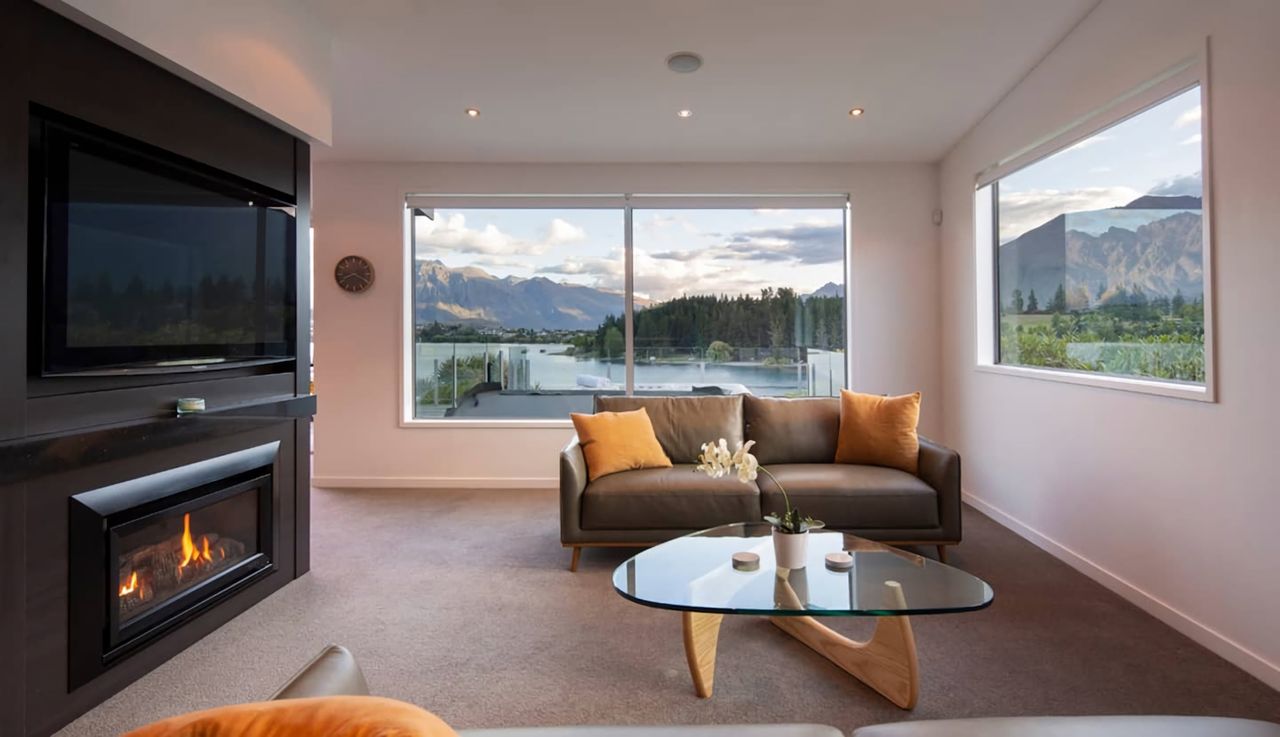 Lounge area with gas fire