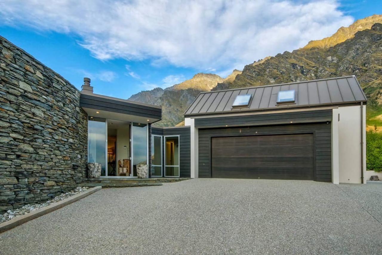 Front door and garage