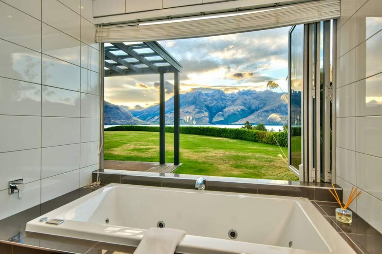 The Master Ensuite has a spa bath with a view (taken as the sun was starting to set)