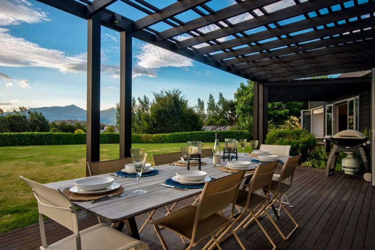 Setting up for dinner on the deck before the sun goes down