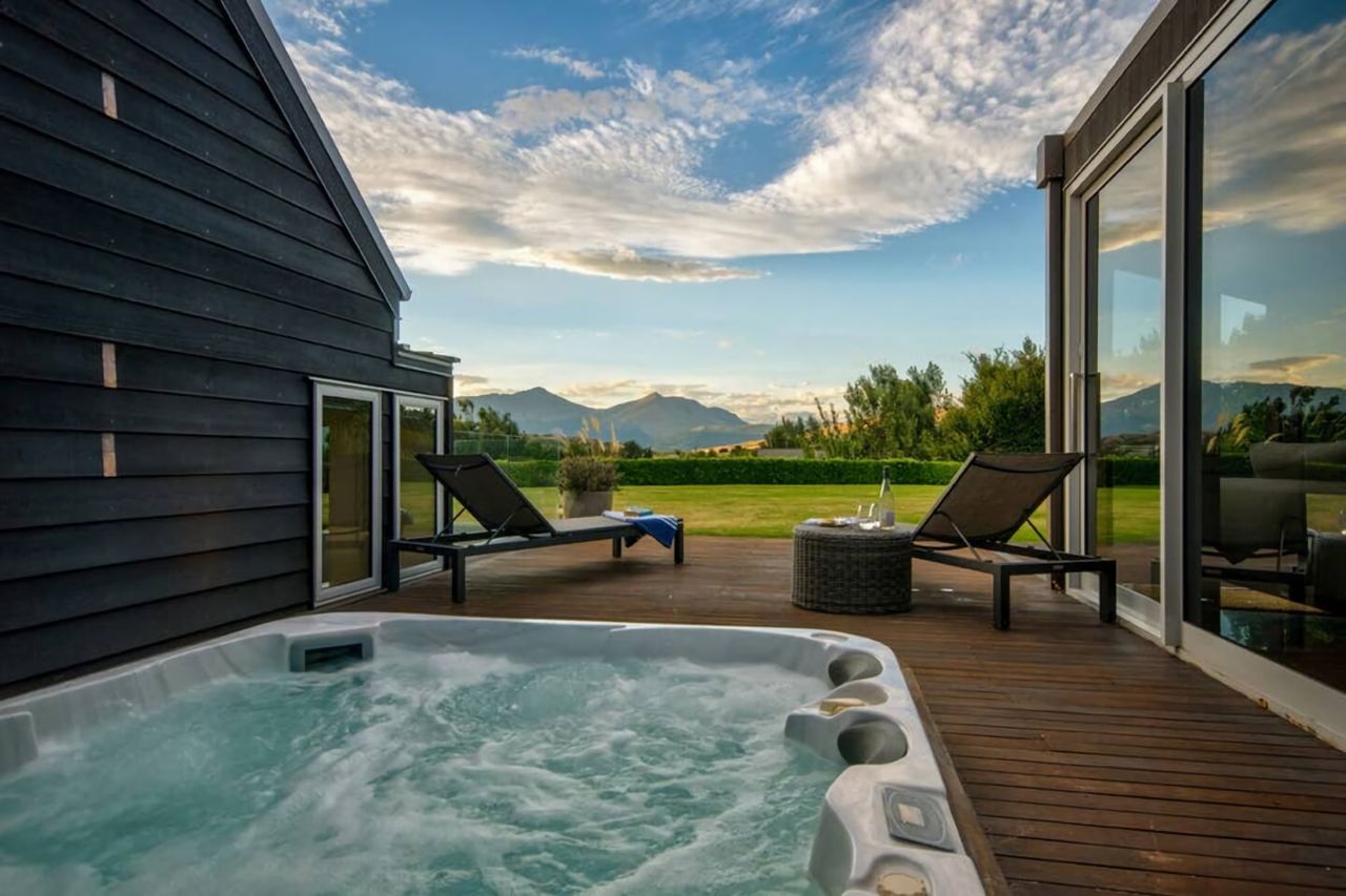 Outdoor spa pool - what better way to relax after a day exploring or skiing