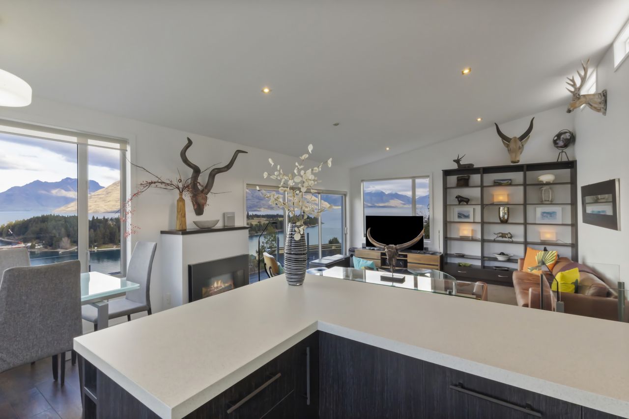 Kitchen, dining and living area