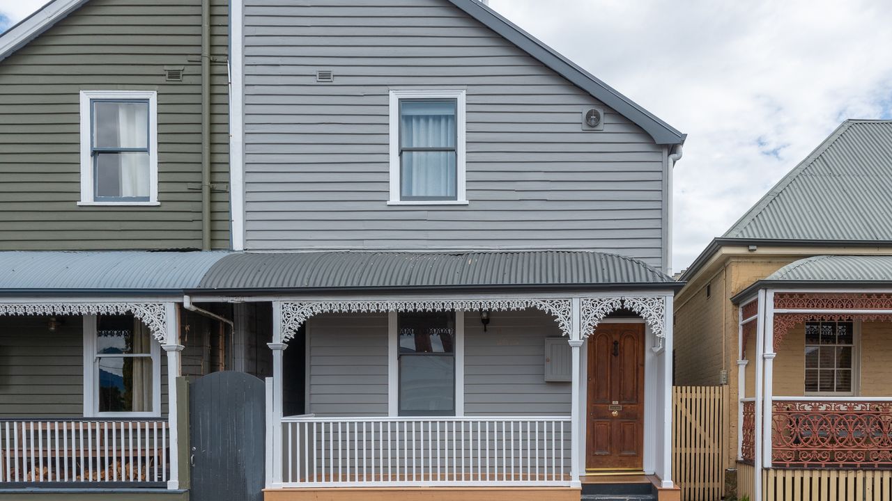 House facade (grey half of building)