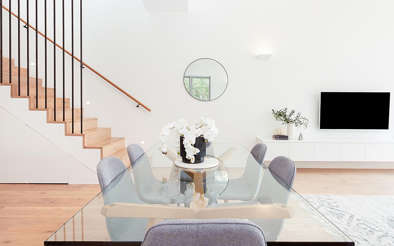 Gather for memorable meals in the elegant dining area, seating six in style