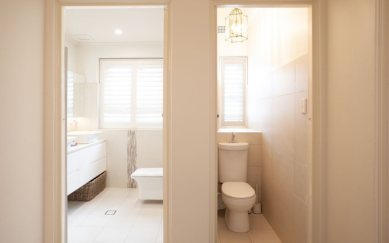 Sleek and modern: your luxurious bathroom retreat.
