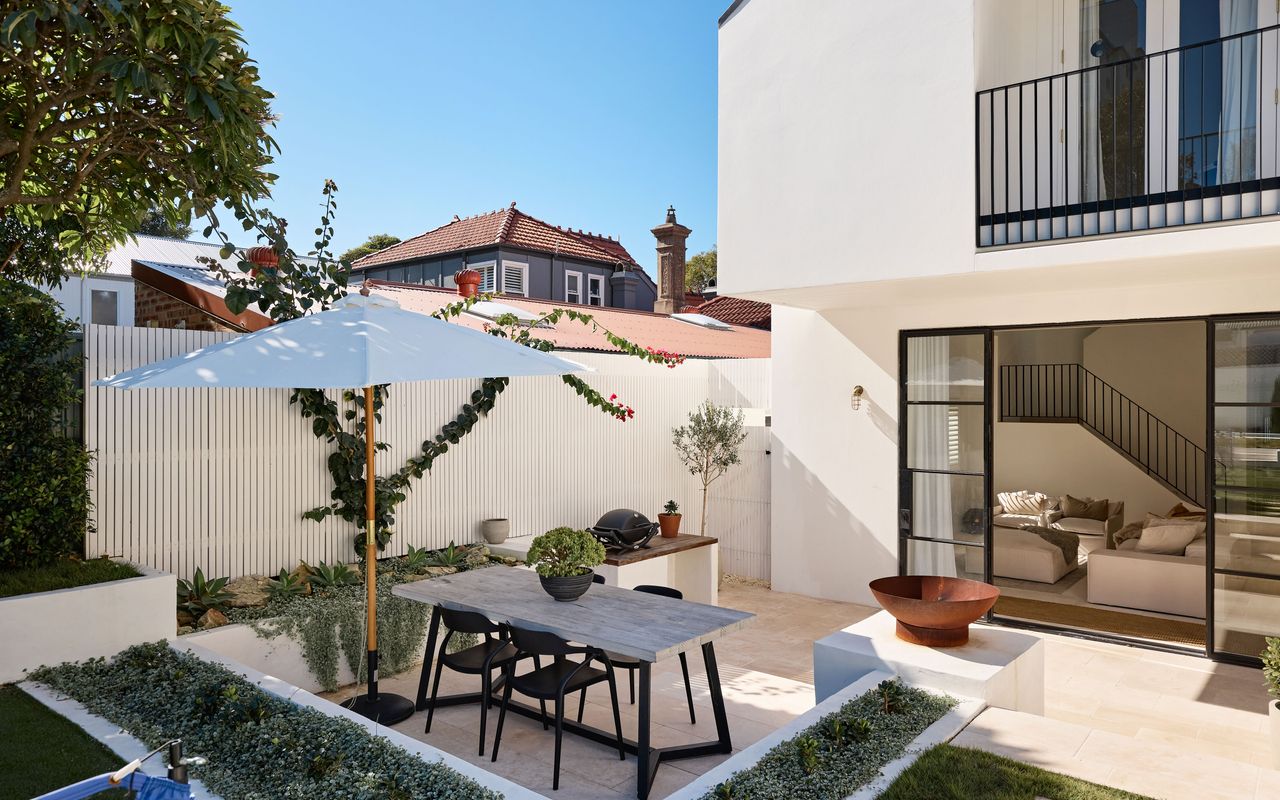 Outdoor dining area with BBQ