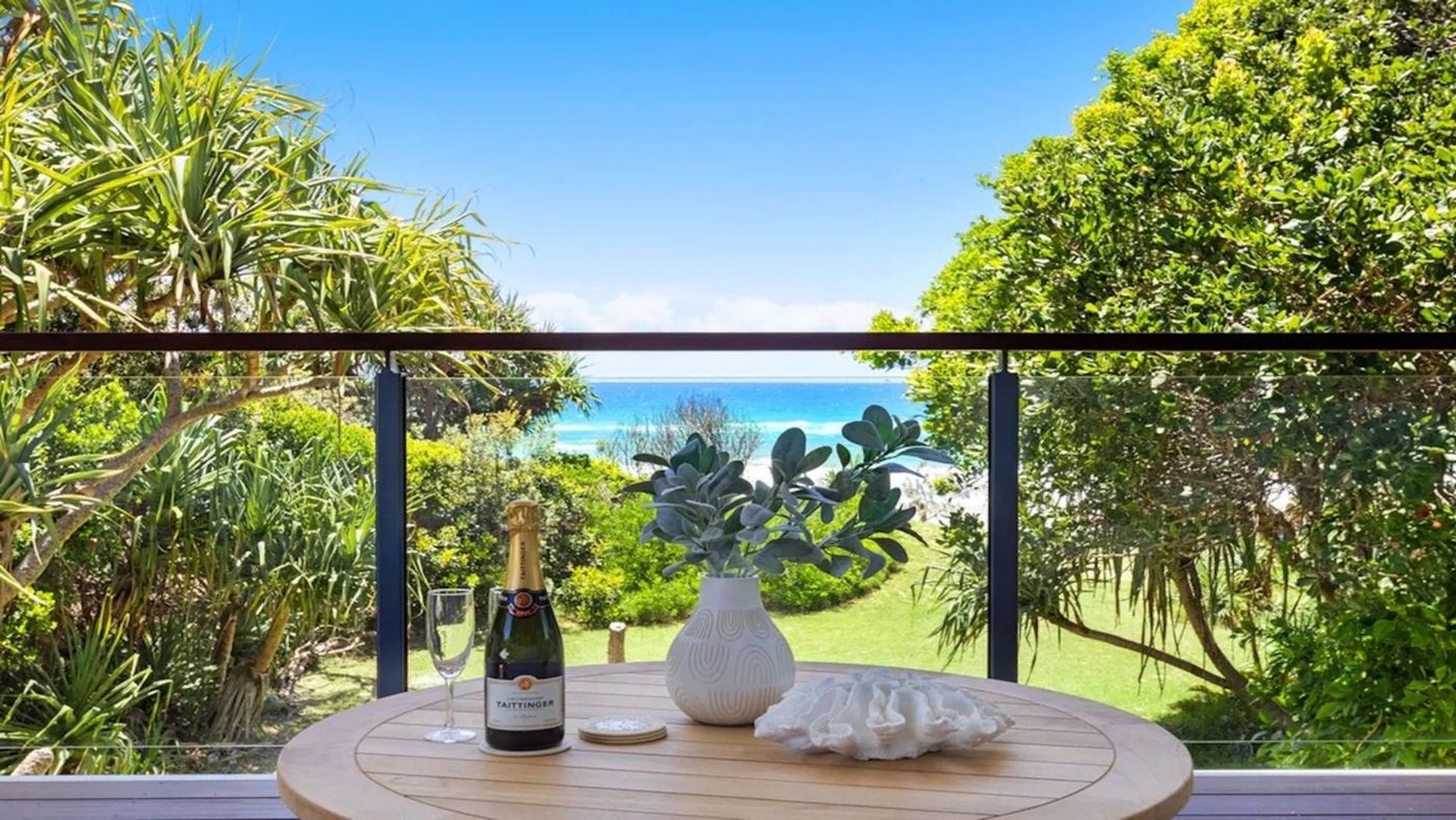 Chilled champagne waiting on the balcony