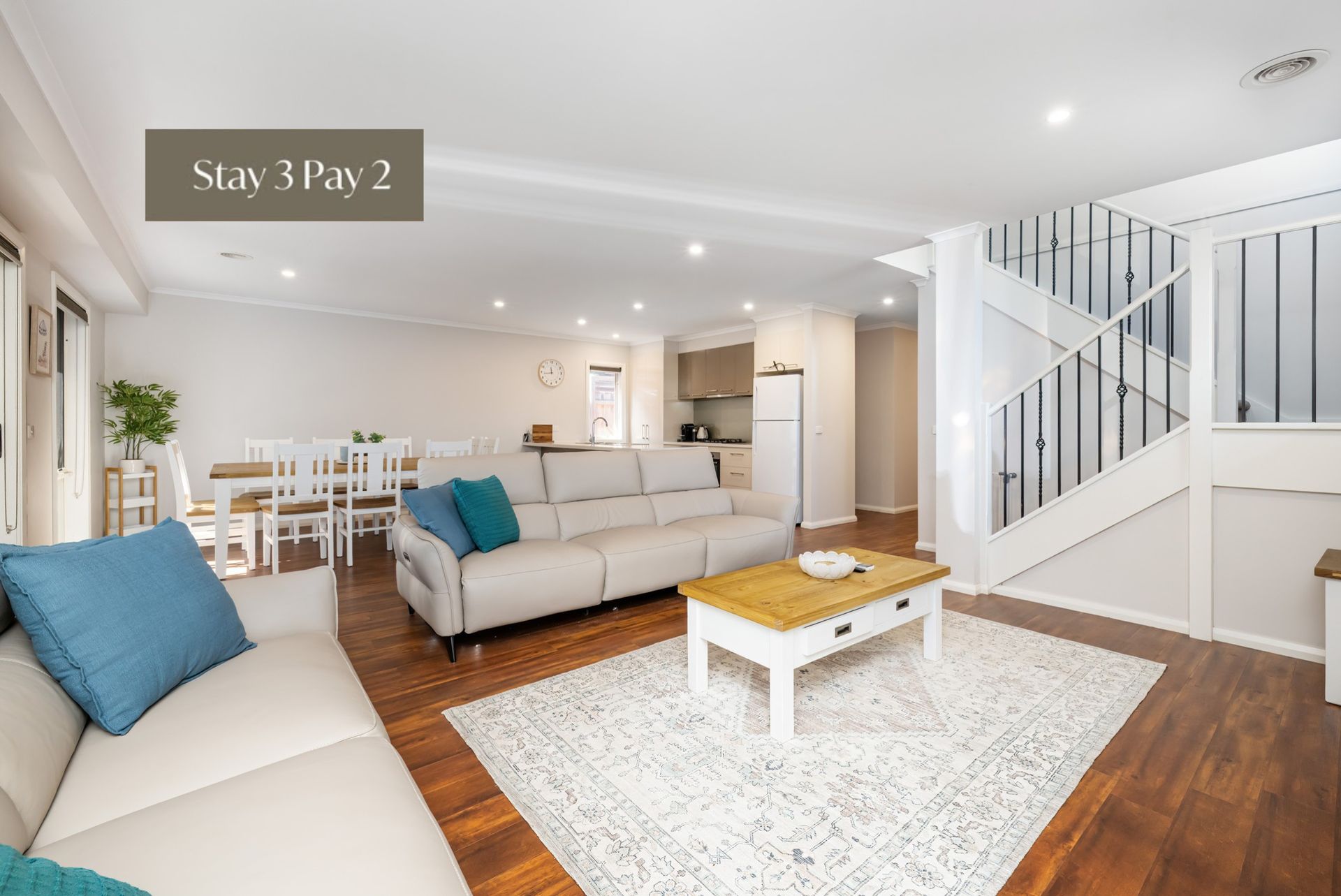Open plan living area with smart TV