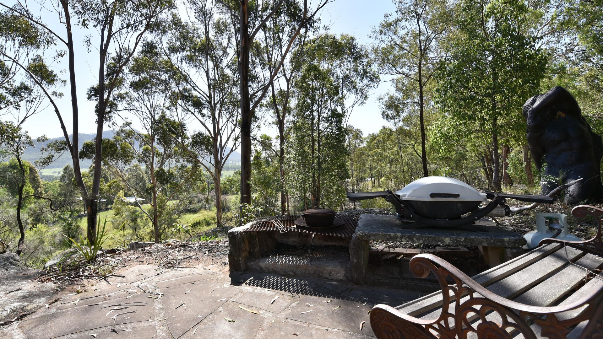 Outdoor BBQ area overlooking the Hunter