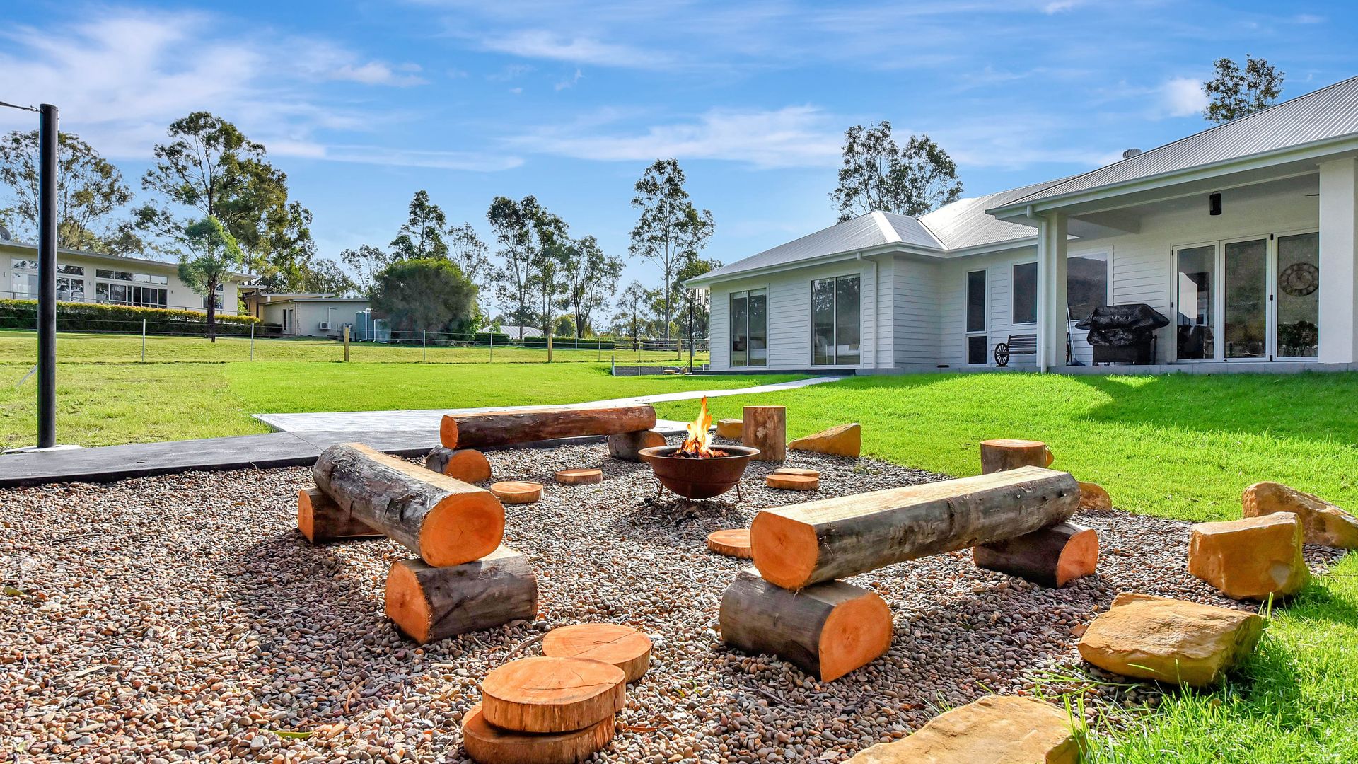Share stories around the fire pit under a canopy of stars