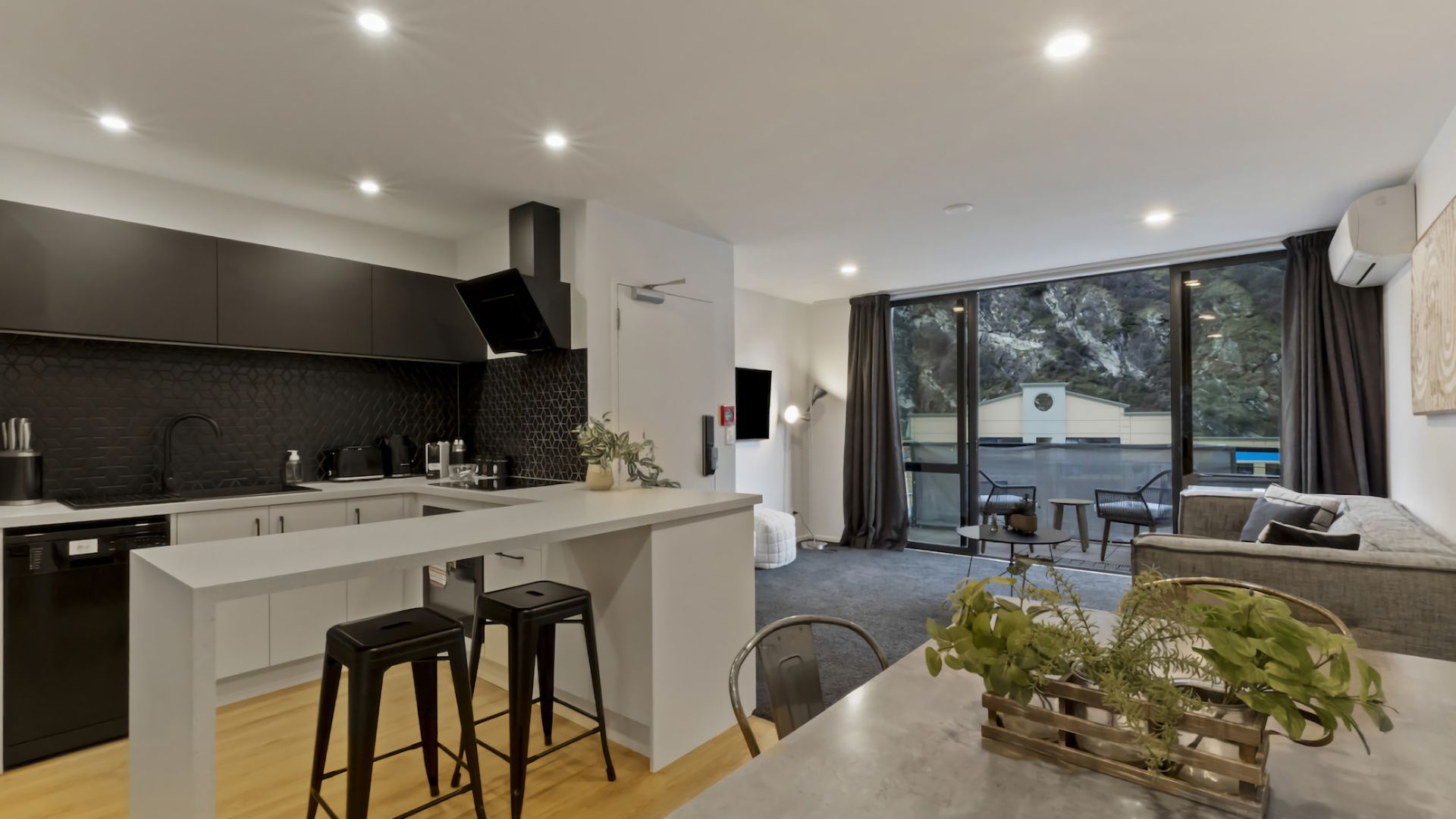 Open plan kitchen, dining and living area
