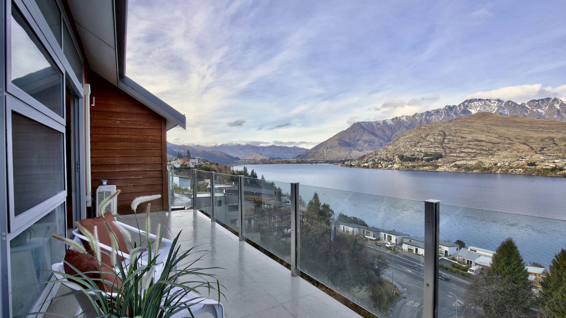 Deck with stunning 180 degree lake and mountain views