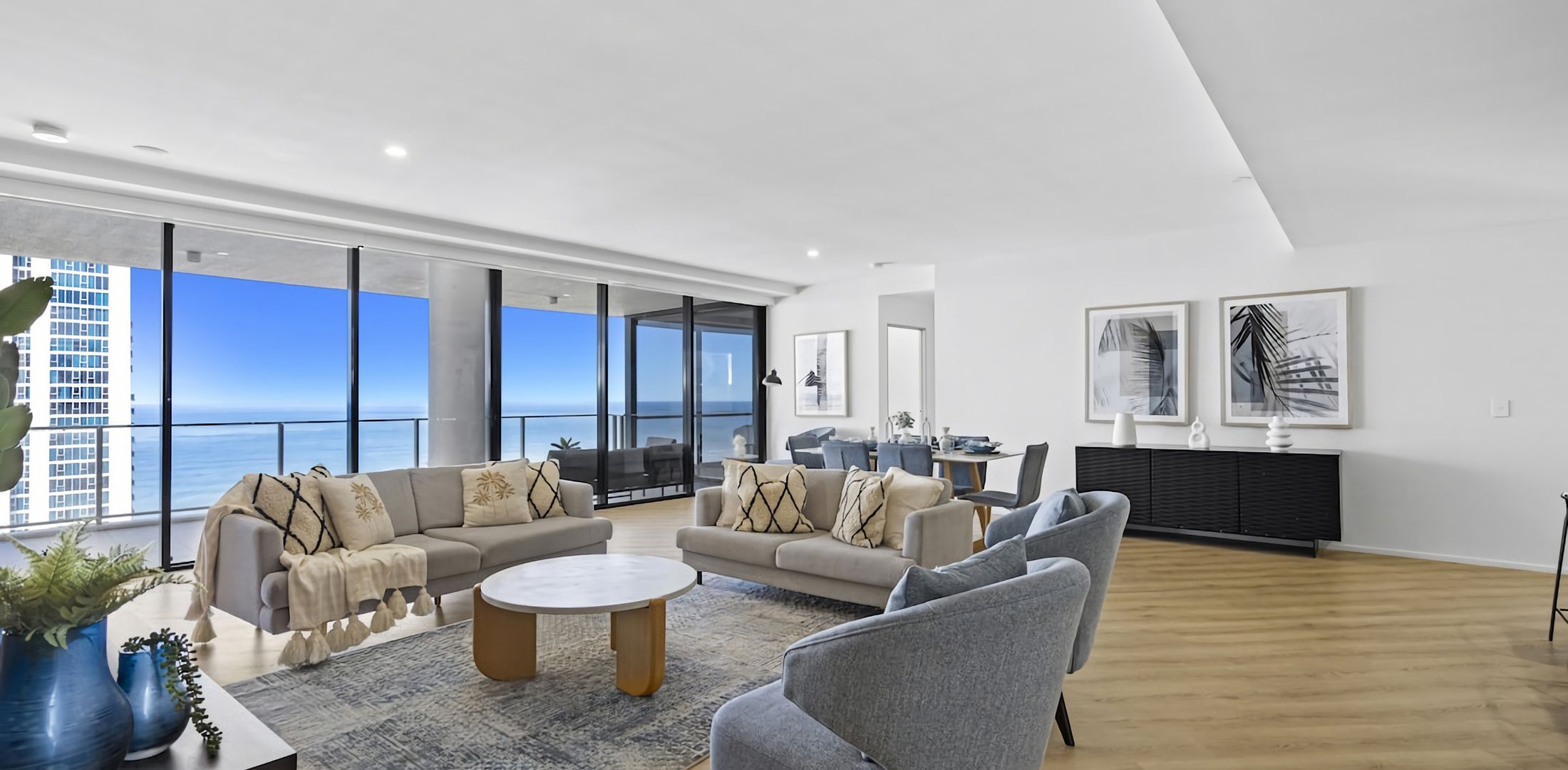 Experience luxury living while lounging around this elegant living room