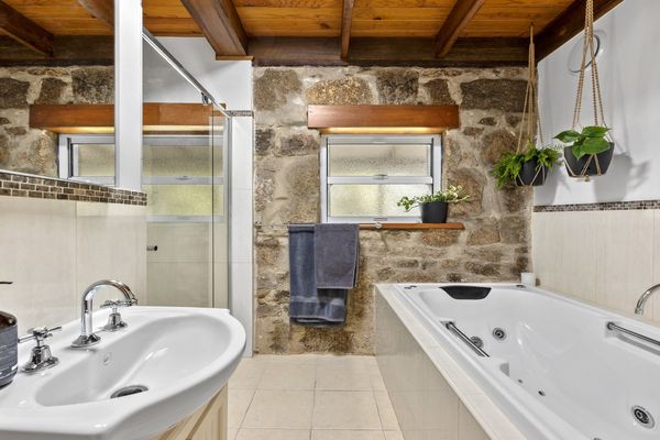 Bathroom with spa bath and shower