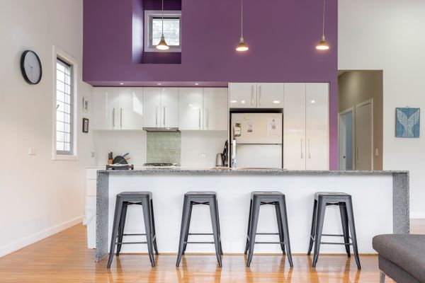 Kitchen with Island and Bar Stools