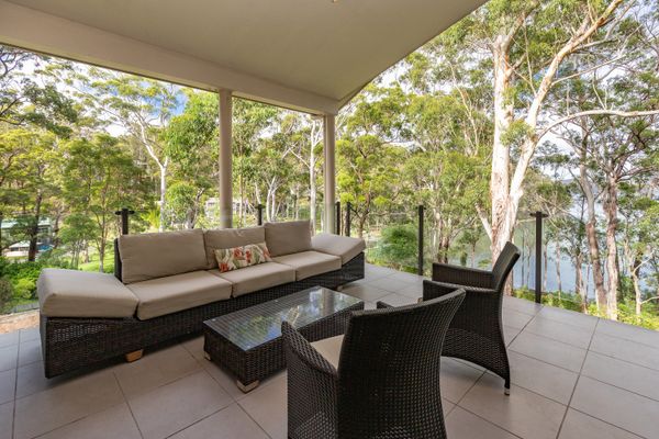 Covered Outdoor Lounge with Lake View