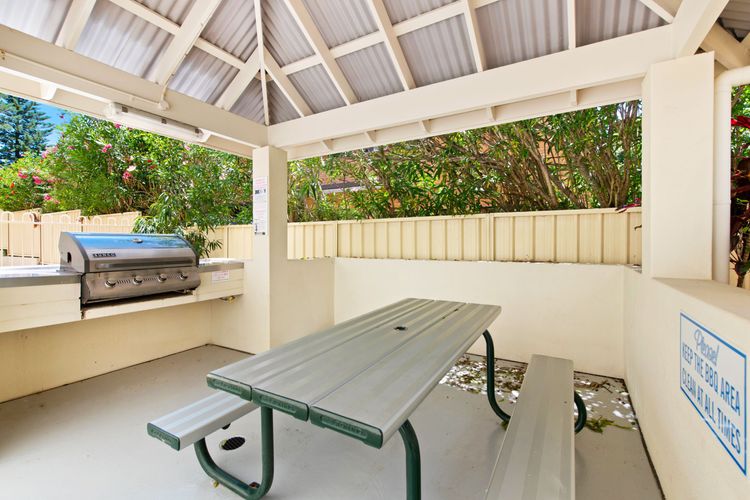 A communal BBQ area.