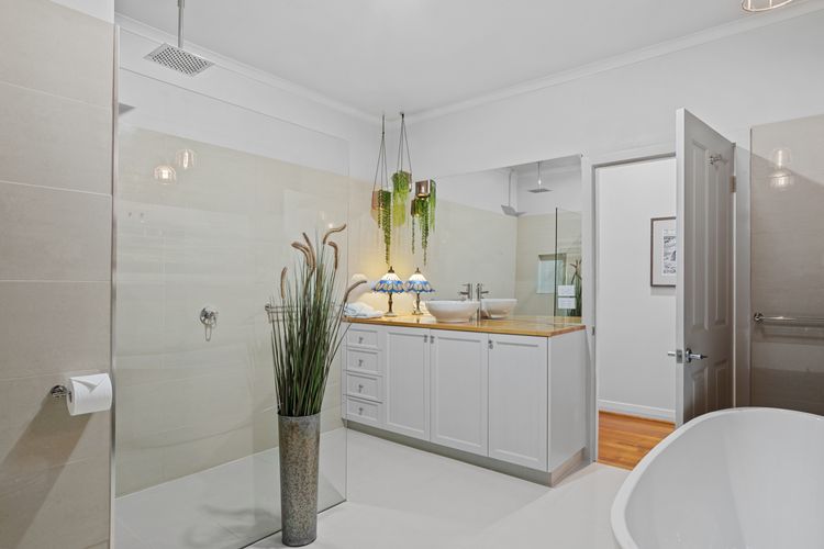 Main bathroom includes shower and luxurious deep bath. Two door access via kitchen or hallway.