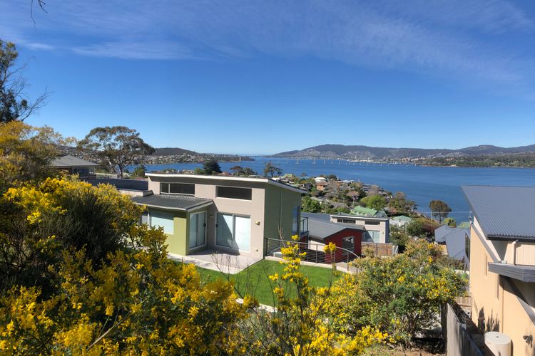 Deep Blue Wow views over river city mountain