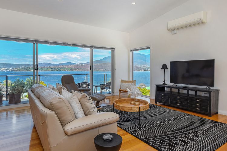 Deep Blue Wow views over river city mountain