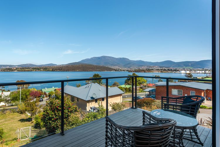 Deep Blue Wow views over river city mountain