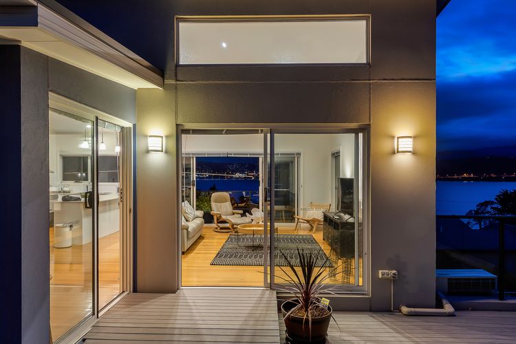 Deep Blue Wow views over river city mountain